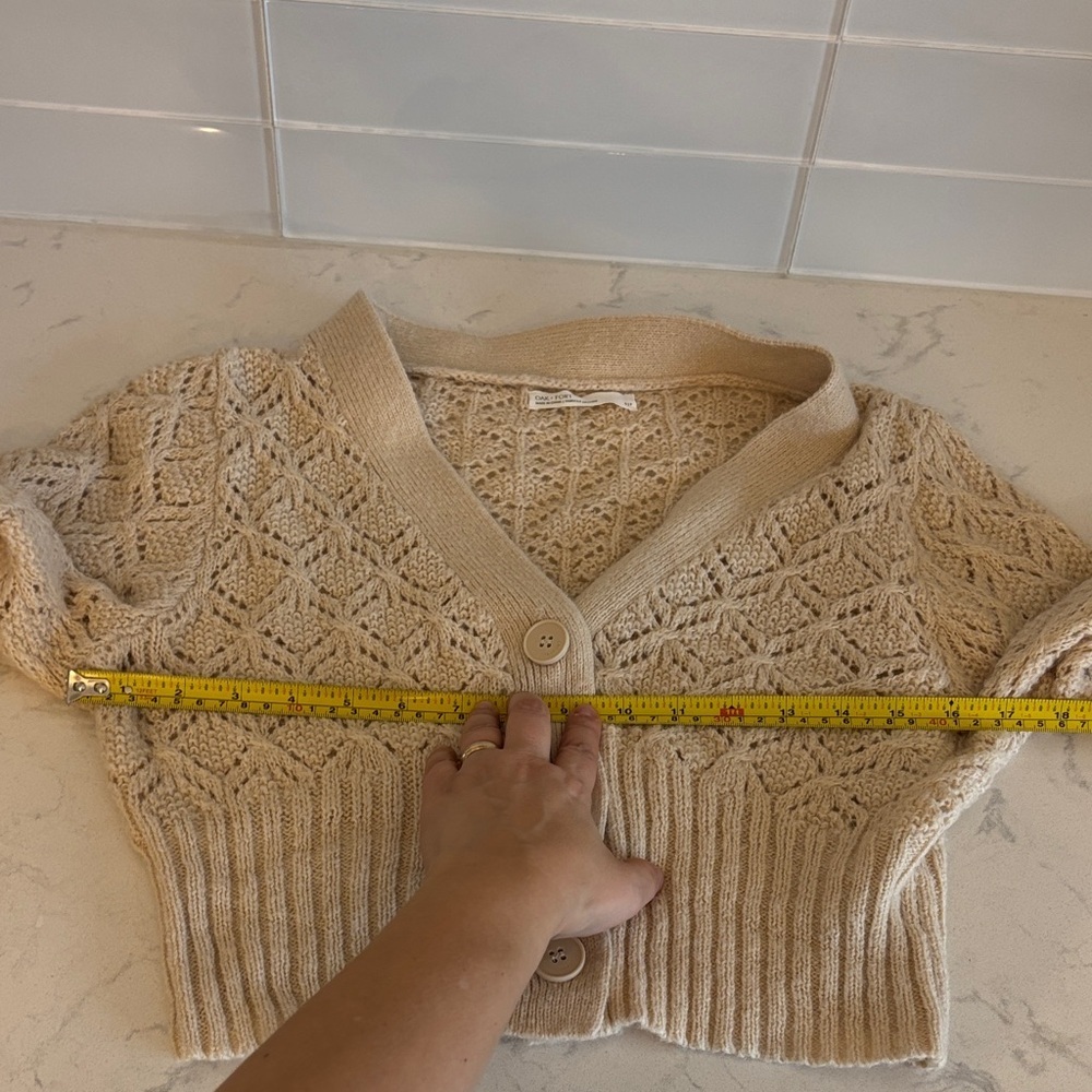 OAK + FORT Cream Knit Button-Up Cardigan - Picture 6 of 8